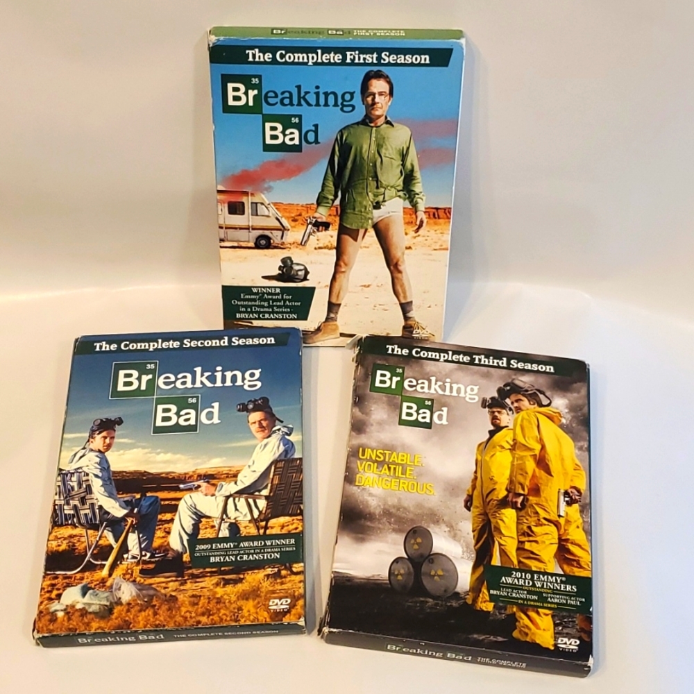 Breaking Bad Complete Season 1, 2 & 3 DVD's Hours of Entertainment